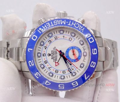 Copy Rolex Yachtmaster II White Face Blue Ceramic Bezel Watch 44mm